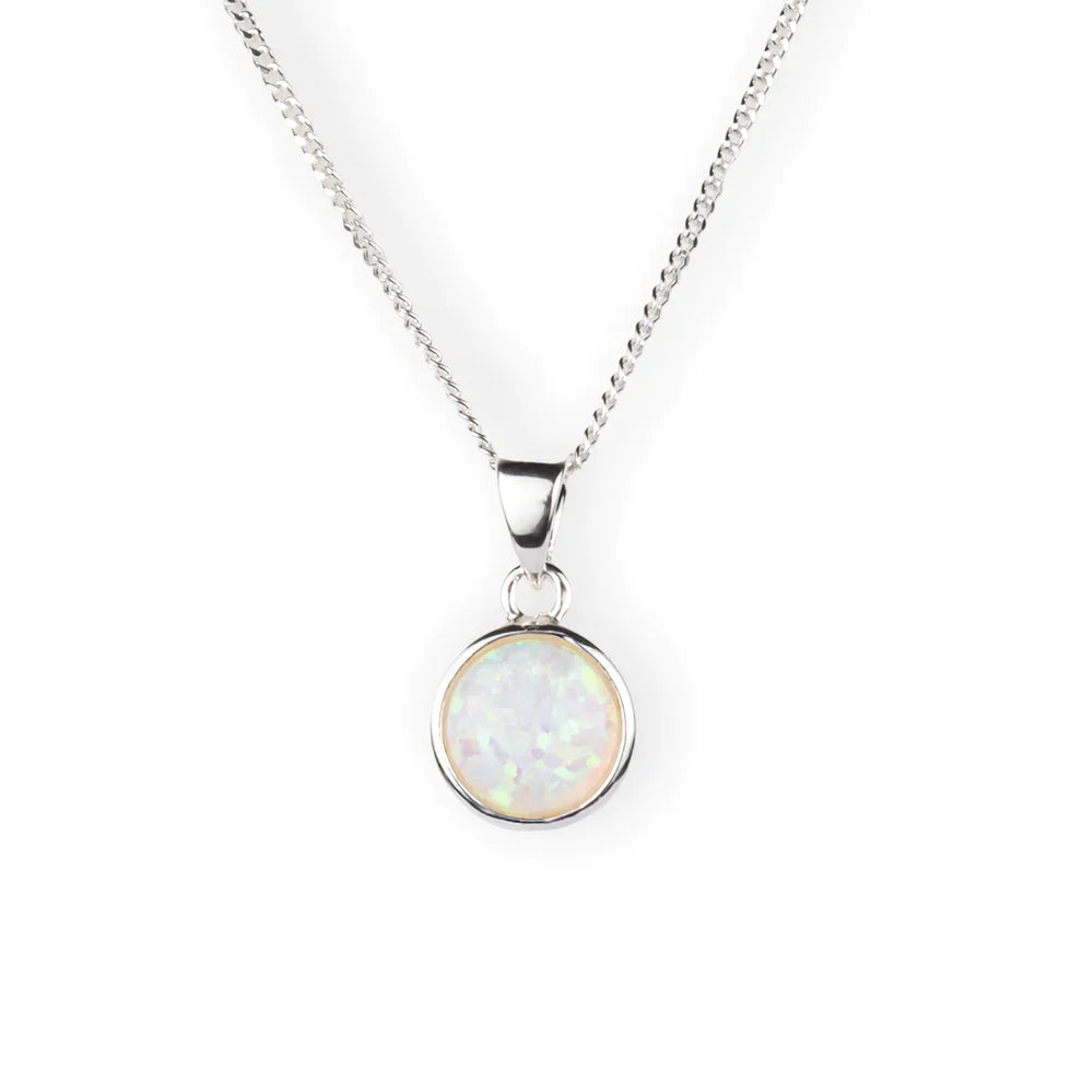 Round Opal Pendant Necklace