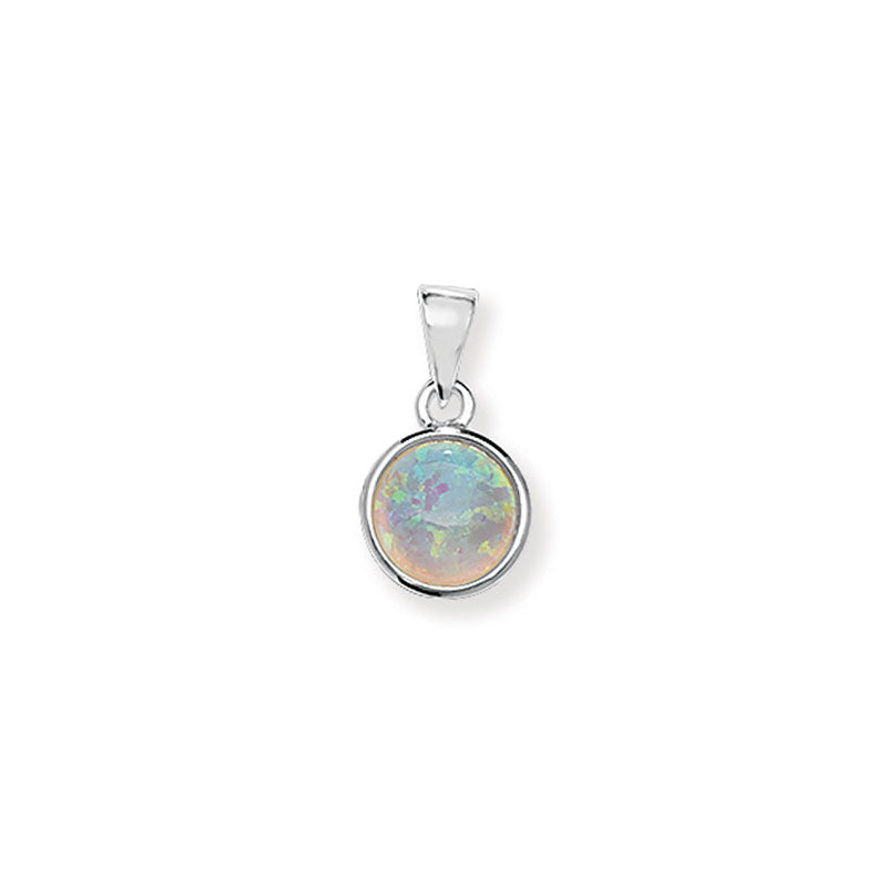 Round Opal Pendant Necklace