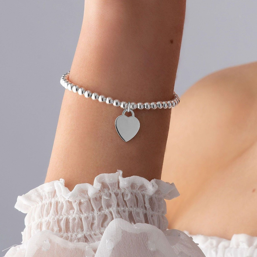 Beaded Bracelet with Heart Charm