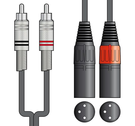 Citronic Twin 2 x RCA Plugs to 2 x XLR Male Cable