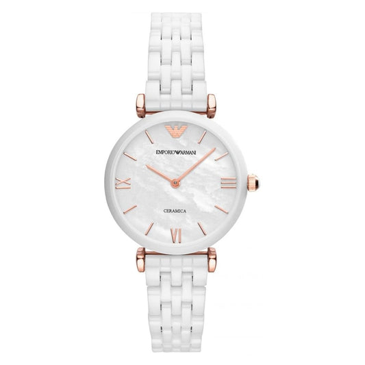 Emporio Armani Women’s Watch Ceramic White Strap With White Dial AR1486
