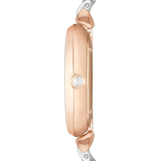 Emporio Armani Women's Watch Stainless Steel Silver & Rose Gold Strap With Mother Of Pearl Dial AR1683 Gianni T-Bar
