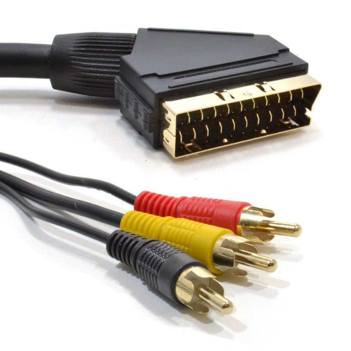 The Electronics Hub Scart to Composite Triple RCA Phono Cable Gold Plated