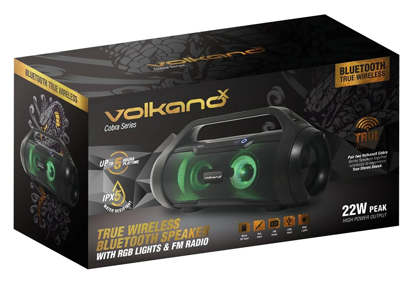 VolkanoX Cobra Series Bluetooth Speaker With FM Radio
