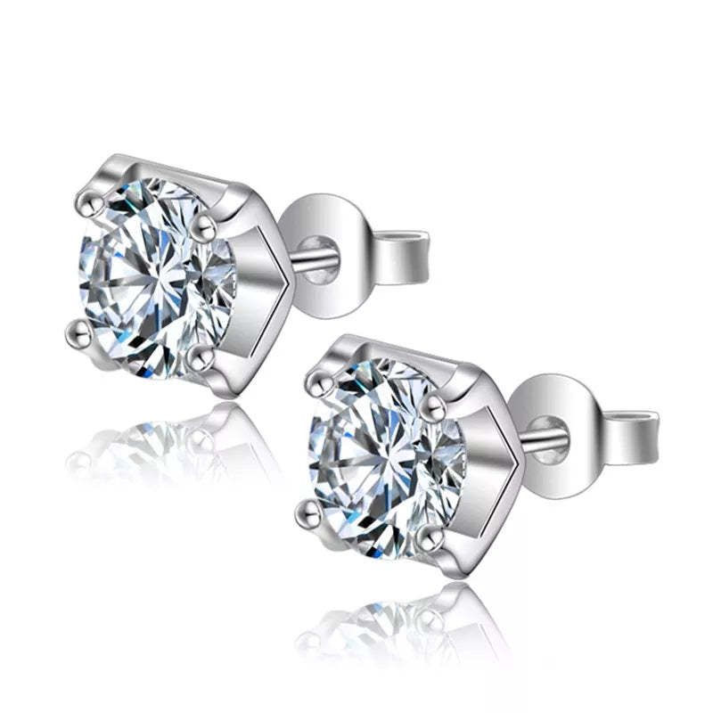 Women's-Ladies Earrings Silver Earrings Round Zircon