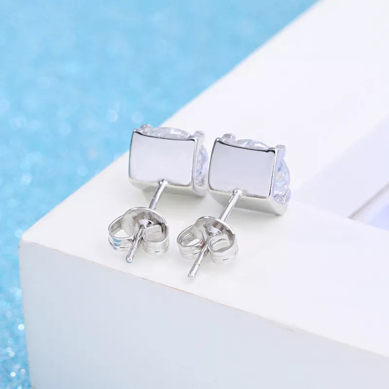 Women's-Ladies Earrings Silver Earrings Round Zircon