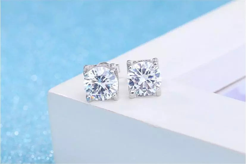 Women's-Ladies Earrings Silver Earrings Round Zircon