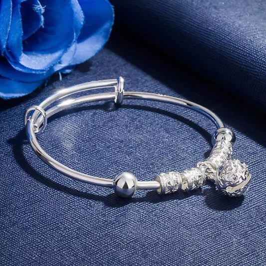 Women - Ladies Charm Cuff Bracelet - Silver
